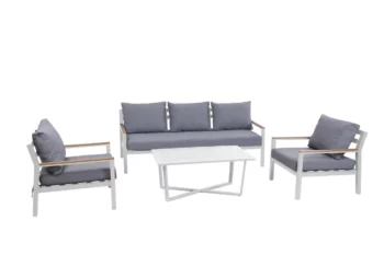 פינת ישיבה מאלומיניום דגם ליסבון לבן