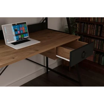 עמדת עבודה עם שולחן כתיבה וספרייה דגם אריאל רוחב 125 ס"מ