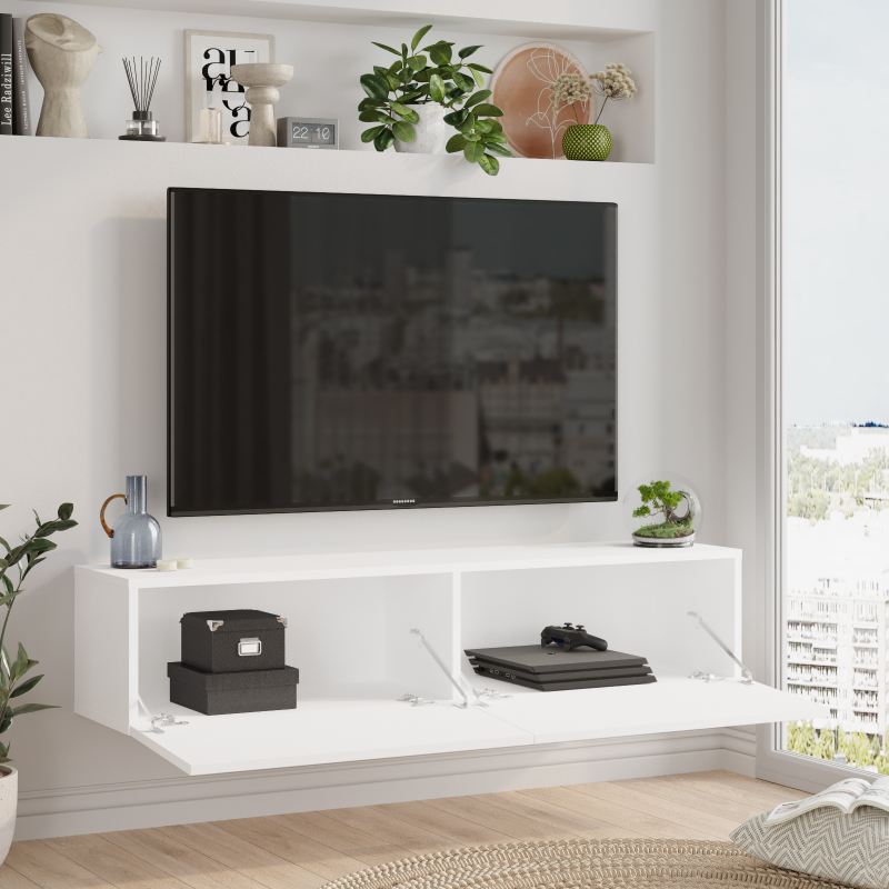 מזנון טלוויזיה צף דגם אריסטו בצבע לבן מזנון טלוויזיה צף דגם אריסטו בצבע לבן