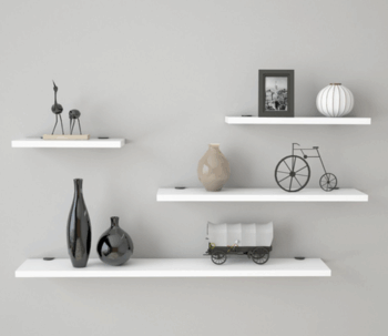 שלישיית מדפים צפים דגם ליינס בצבע לבן