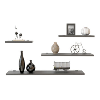 שלישיית מדפים צפים דגם ליינס בצבע אפור