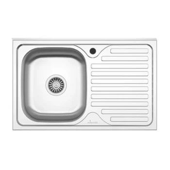 כיור מטבח מנירוסטה בגודל 80/50 ס"מ