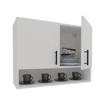 ארון שירות עליון למטבח 2 דלתות ומדף פתוח דגם אופרה טופ