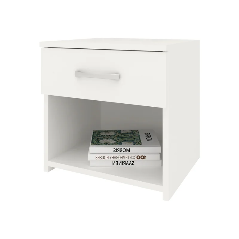 זוג שידות לילה עם מגירה בגוון לבן רוחב 40 ס"מ דגם נועם זוג שידות לילה עם מגירה בגוון לבן רוחב 40 ס"מ דגם נועם – תמונה 4