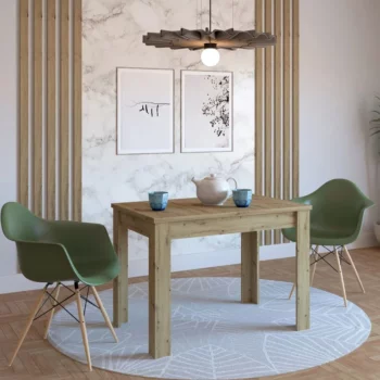 שולחן אוכל בעיצוב מודרני בגוון אלון 102/69 ס"מ דגם וינה אלון VINA