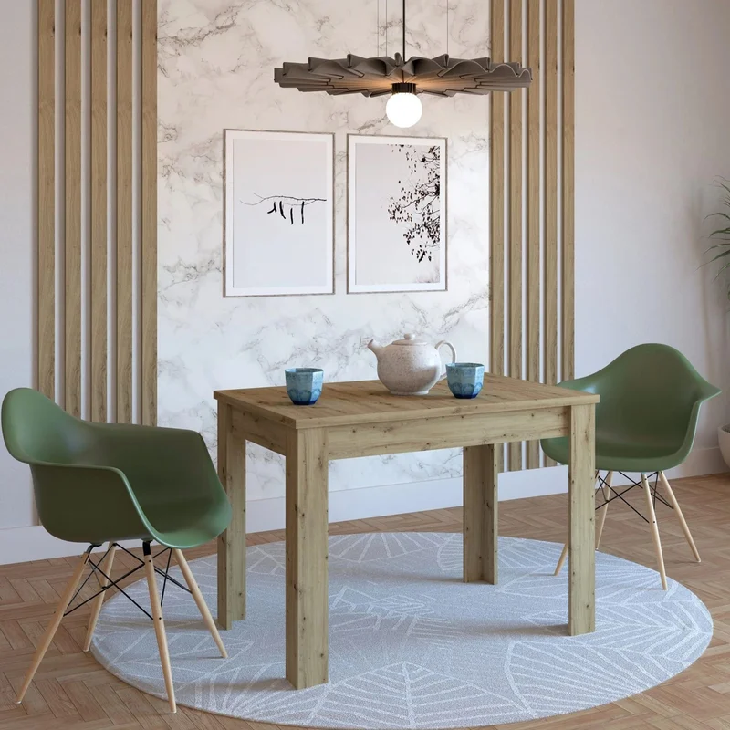 שולחן אוכל בעיצוב מודרני בגוון אלון 102X69 ס"מ דגם וינה אלון שולחן אוכל בעיצוב מודרני בגוון אלון 102/69 ס"מ דגם וינה אלון VINA