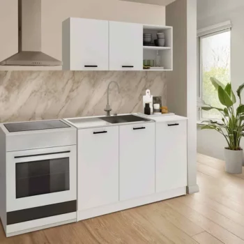 מטבח מודרני ברוחב 1.2 מטר עליון ותחתון בגוון לבן דגם רוז