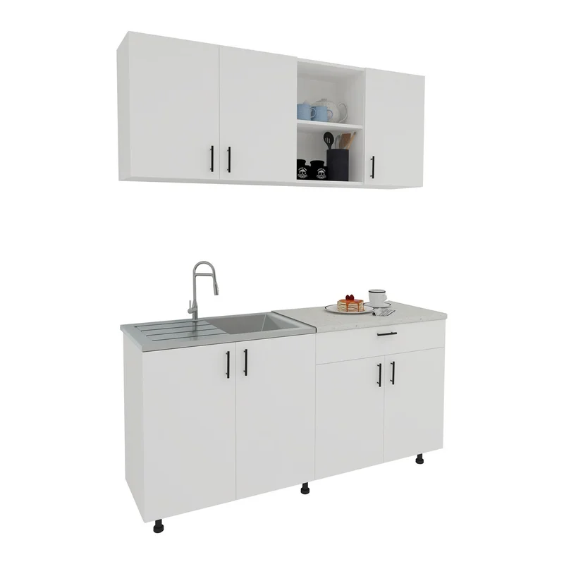 מטבח מודרני ברוחב 1.6 מטר עליון ותחתון בגוון לבן דגם טופז מטבח מודרני ברוחב 1.6 מטר עליון ותחתון בגוון לבן דגם טופז – תמונה 6