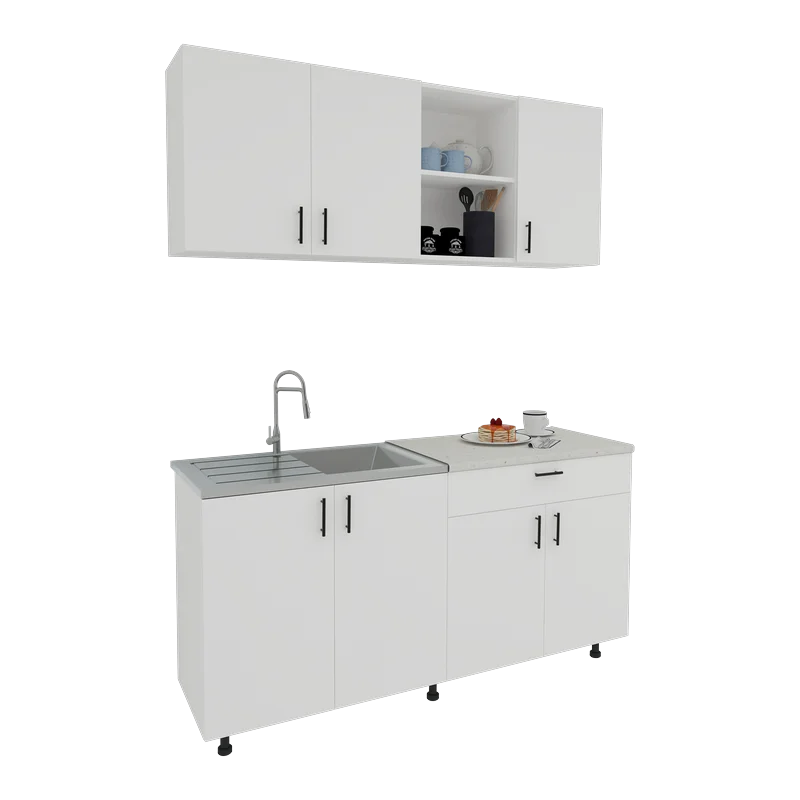 מטבח מודרני ברוחב 1.6 מטר עליון ותחתון בגוון לבן דגם טופז מטבח מודרני ברוחב 1.6 מטר עליון ותחתון בגוון לבן דגם טופז – תמונה 5