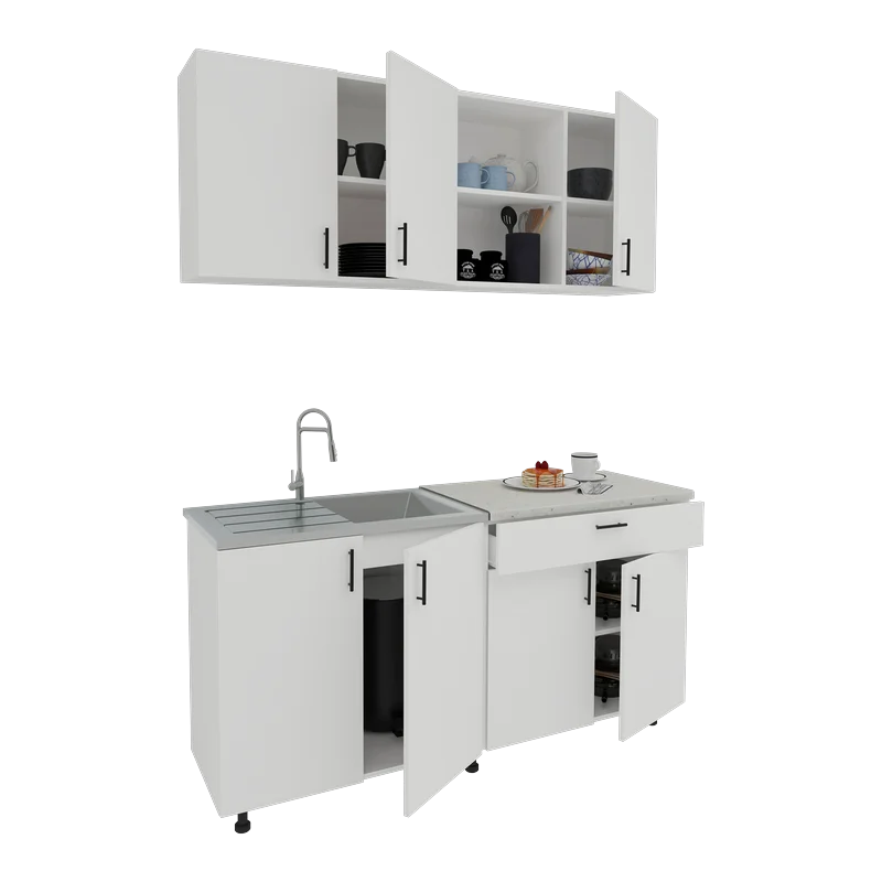 מטבח מודרני ברוחב 1.6 מטר עליון ותחתון בגוון לבן דגם טופז מטבח מודרני ברוחב 1.6 מטר עליון ותחתון בגוון לבן דגם טופז – תמונה 4