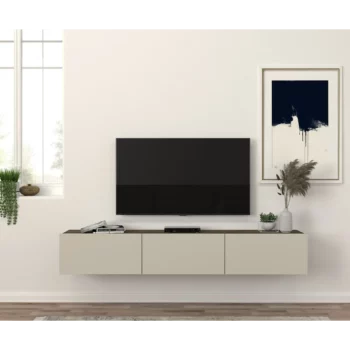 DAMLA - מזנון טלוויזיה צף - אגוז - קרם