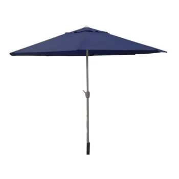 שמשיה עגולה מפוארת לגינה צבע כחול 2.7 מטר מגיעה עם מנואלה ועשויה אלומיניום איכותי